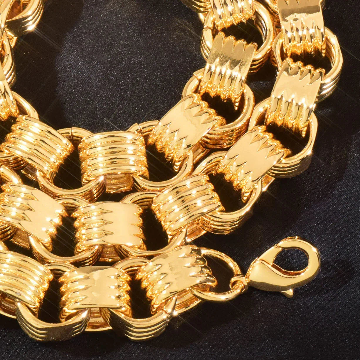 14mm High Polish Cuban Chain Necklace 18K Gold Plated Copper - CaratixJewelry