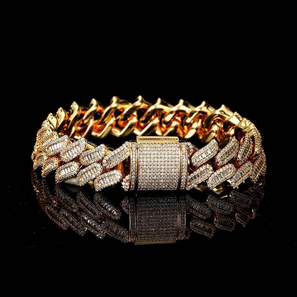 15mm Miami Cuban Chain Bracelet with Zircon - CaratixJewelry
