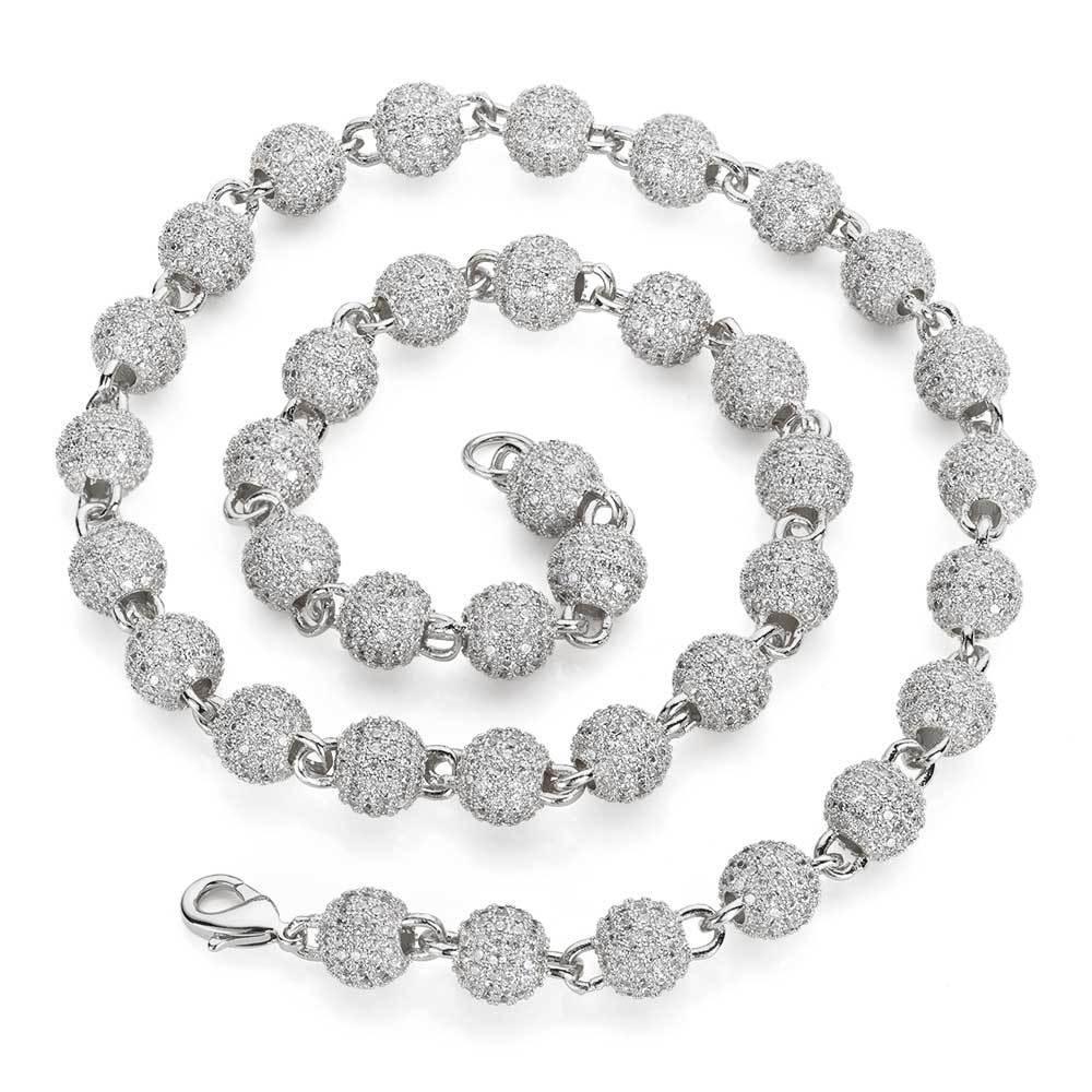 8mm Iced Out Bead Chain Zircon Hip Hop Necklace | Caratix Jewelry - CaratixJewelry