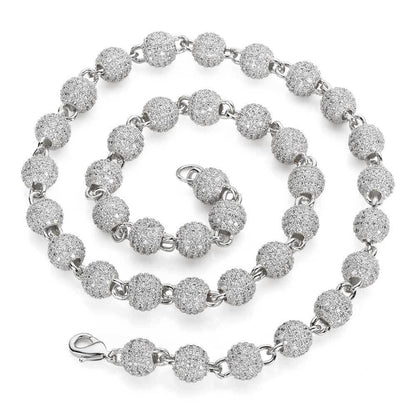 8mm Iced Out Bead Chain Zircon Hip Hop Necklace | Caratix Jewelry - CaratixJewelry