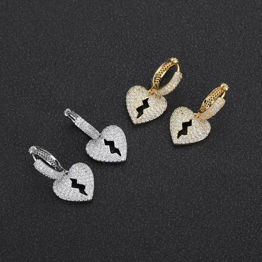 DIY Heartbreak Earrings with Micro-Pave Zircon Stones for Men | Trendy Hip Hop Jewelry | Caratix Jewelry - CaratixJewelry