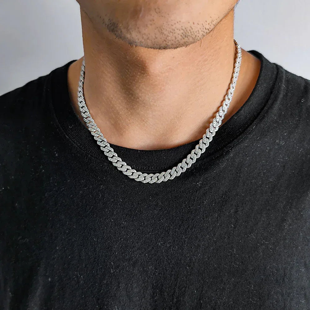 8mm Moissanite -Cut Cuban Link Chain for Men – S925 Sterling Silver Luxury Hip Hop Necklace - CaratixJewelry