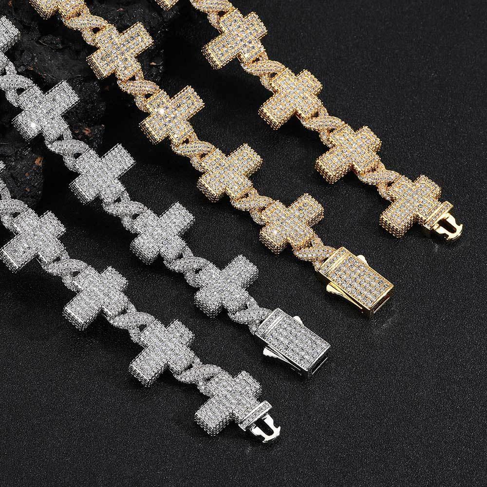 Iced Out Infinity Cross Bracelet Zircon Rapper Iced Out Chain Style for Men | Caratix Jewelry - CaratixJewelry