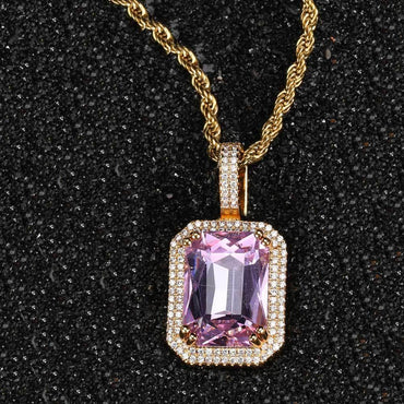 Custom Colored Gemstone Pendant Necklace with Zircon Stones for Men and Women | Caratix Jewelry - CaratixJewelry