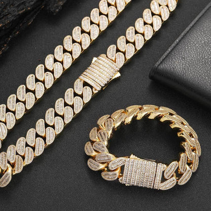 20mm Iced Out Cuban Bracelet Mixed Zircon Rapper Style - CaratixJewelry