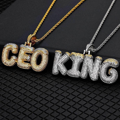 DIY Christmas Letter Pendant Necklace with Zircon Stones for Men | Caratix Jewelry - CaratixJewelry