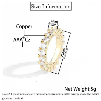 4mm Single-Row Zircon Ring for Men | Trendy Hip Hop Jewelry | Caratix Jewelry - CaratixJewelry