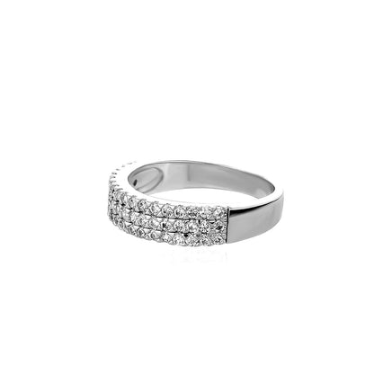 Triple Row Iced Out Ring | 3-Row Micro-Pave Zirconia Band | Caratix
