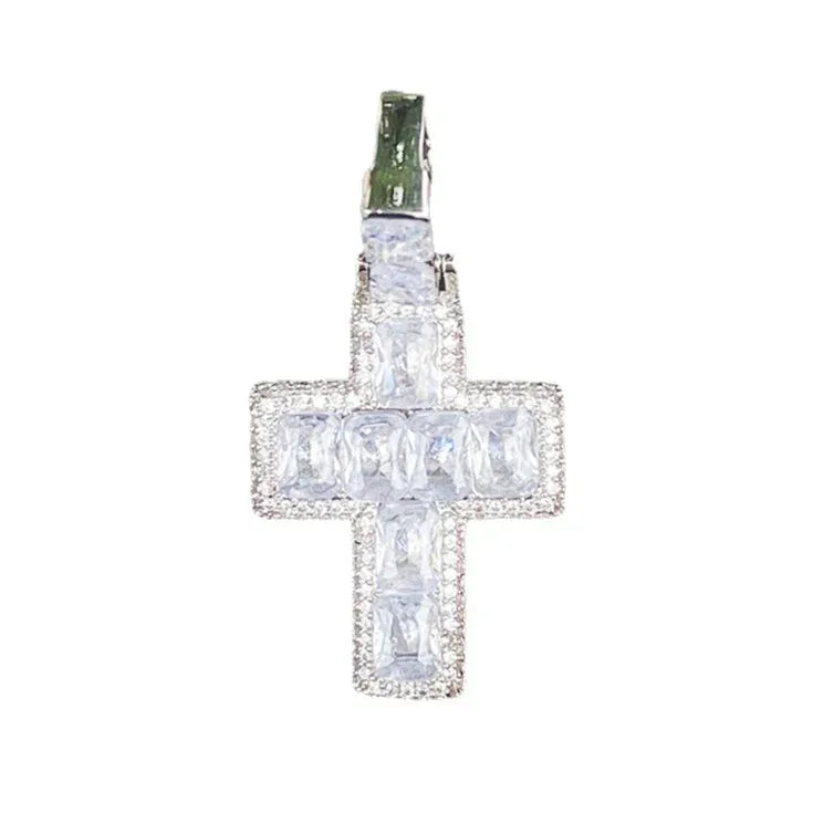 New Drop: Iced Out Mixed-Cut Cross Pendant | Men's Baguette & Round CZ Necklace - CaratixJewelry