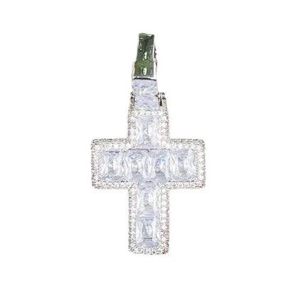New Drop: Iced Out Mixed-Cut Cross Pendant | Men's Baguette & Round CZ Necklace - CaratixJewelry