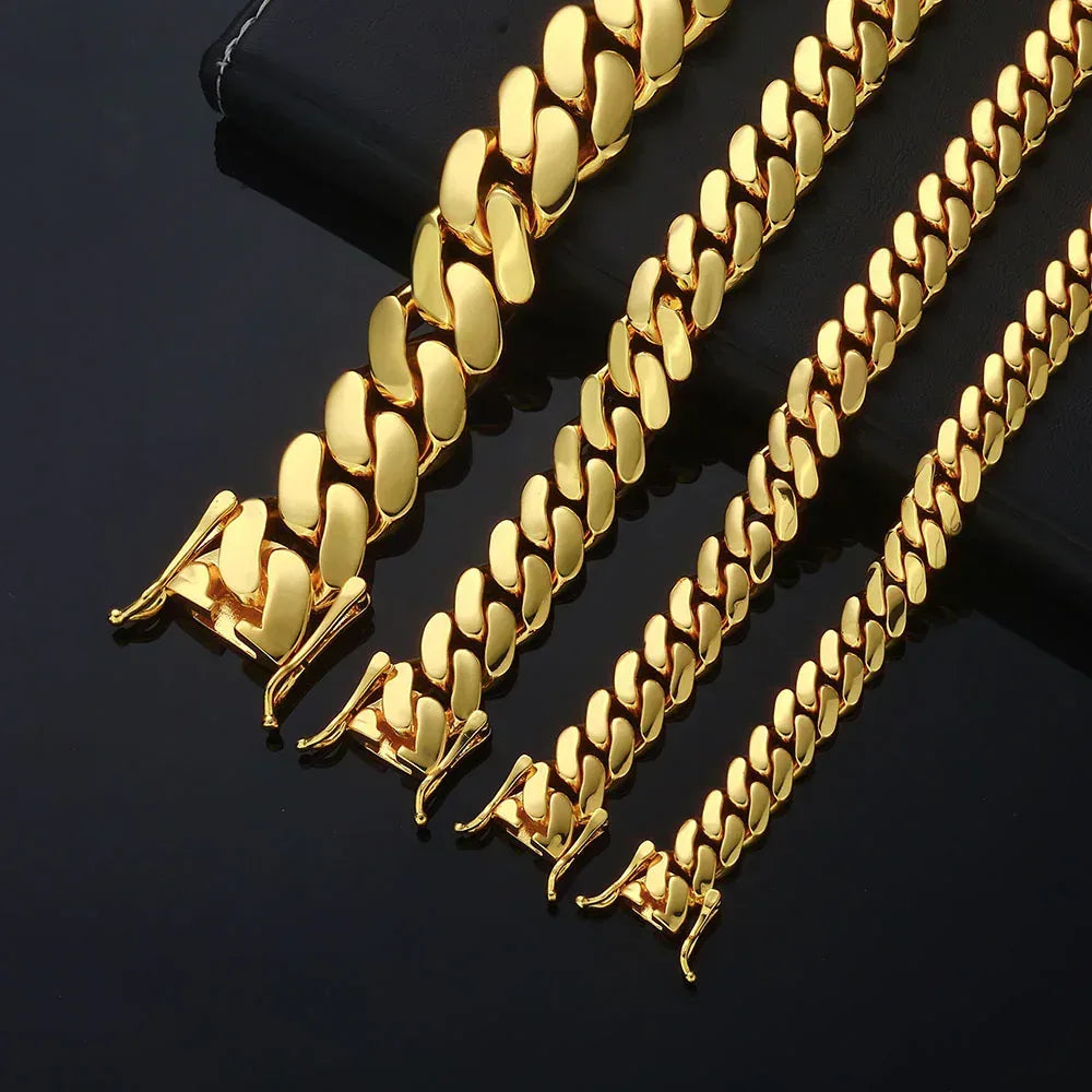 Polished Cuban Link Bracelet with Insert Clasp Hip Hop Jewelry - CaratixJewelry