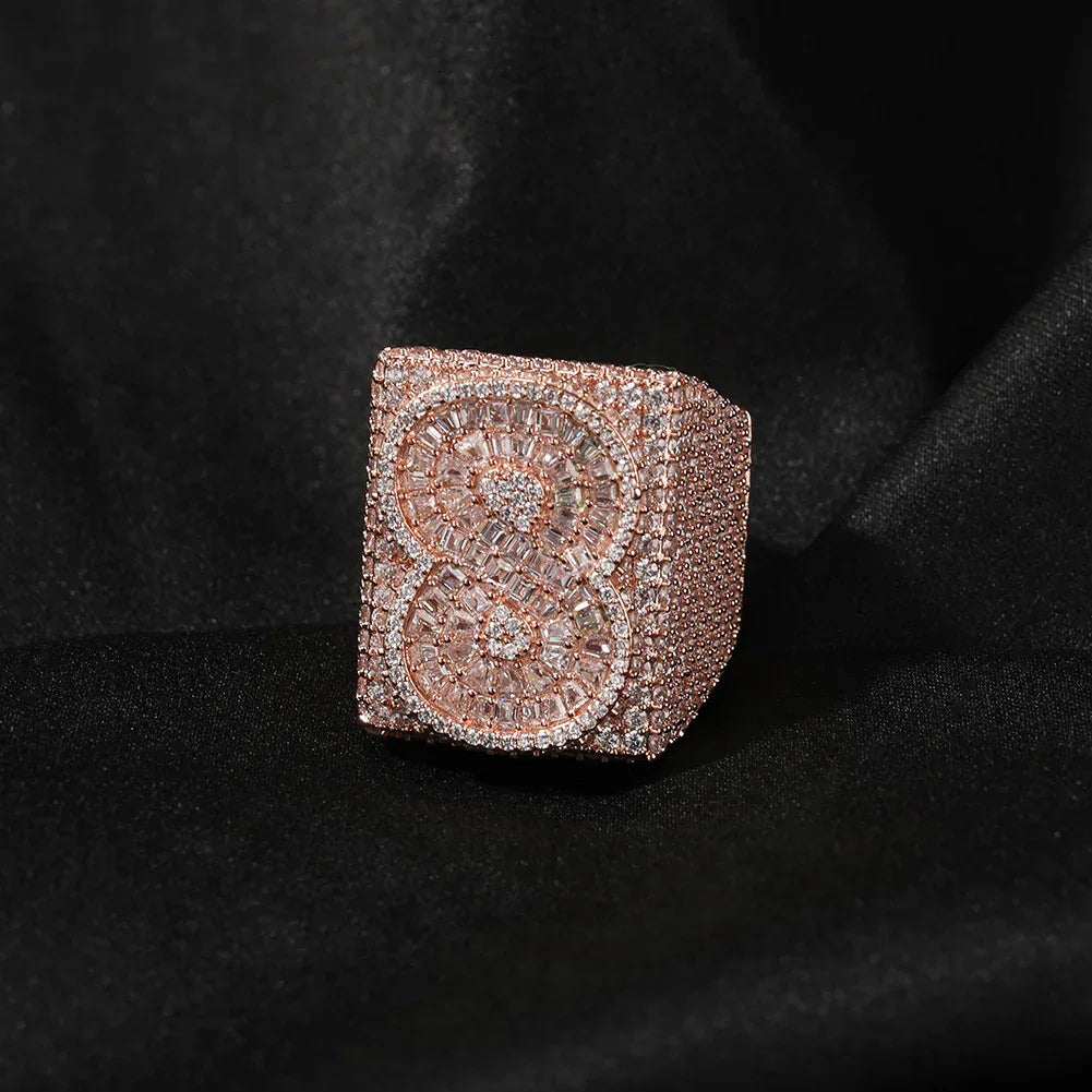 Custom Men's S925 Silver Moissanite Ring | Initial & Number Iced Out Band | Caratix
