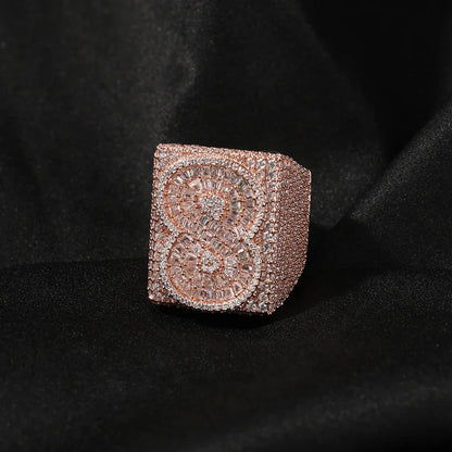 Custom Men's S925 Silver Moissanite Ring | Initial & Number Iced Out Band | Caratix