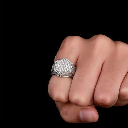 Geometric Polygon Wide Band Ring | Adjustable Open-Shank Jewelry | Caratix