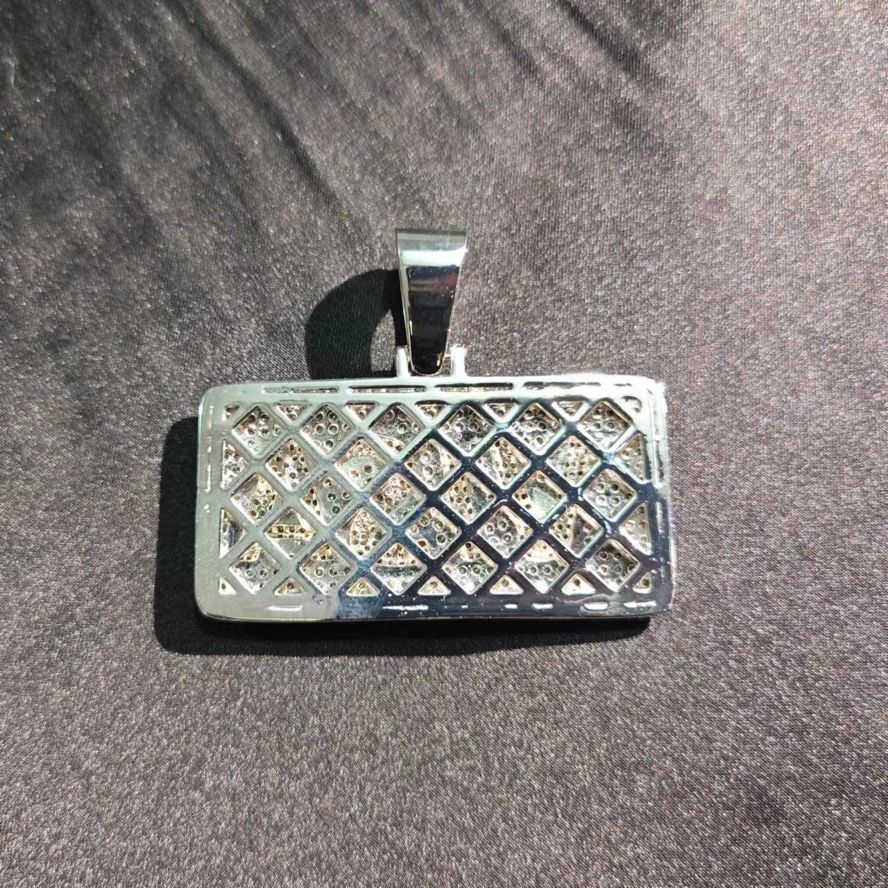 Iced Out VISA Credit Card Pendant Necklace – Hip Hop Double-Layer CZ Dog Tag Jewelry - CaratixJewelry