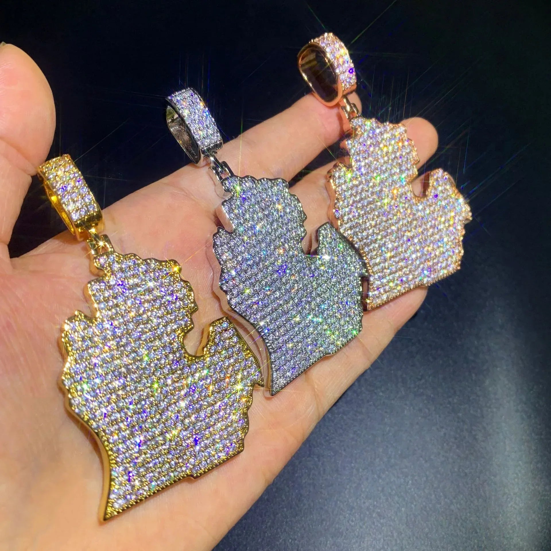 Iced Out North America Map Pendant Necklace – Hip Hop CZ Copper Jewelry - CaratixJewelry