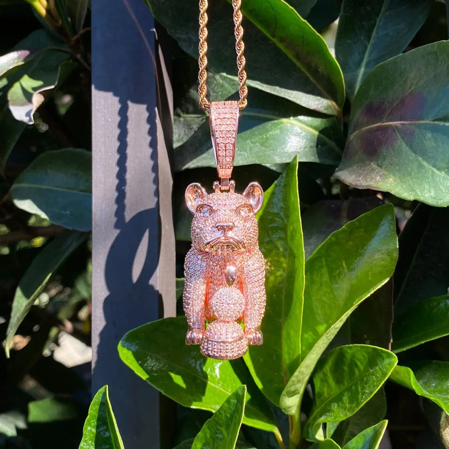 Men's & Women's Bulldog Necklace | Premium Copper CZ High-End Animal Jewelry - CaratixJewelry