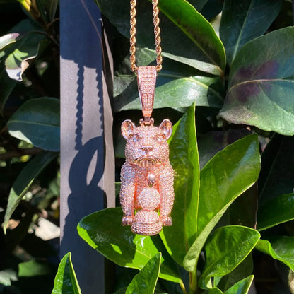 Men's & Women's Bulldog Necklace | Premium Copper CZ High-End Animal Jewelry - CaratixJewelry