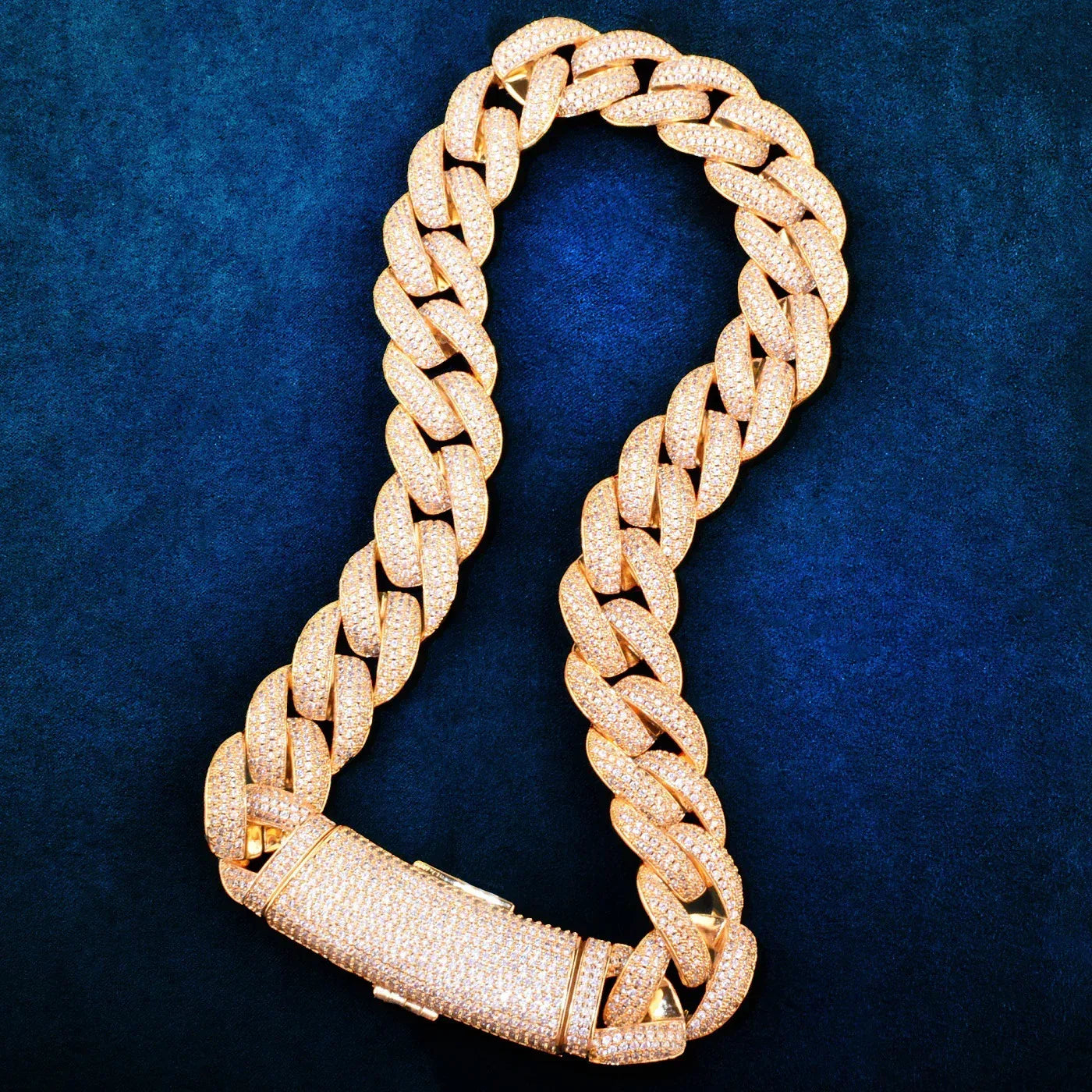 20mm Iced Out Cuban Chain with Long Clasp Copper Zircon - CaratixJewelry