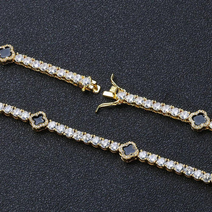 Iced Out Tennis Chain Necklace with Zircon and Drip Oil Finish for Women | Caratix Jewelry - CaratixJewelry