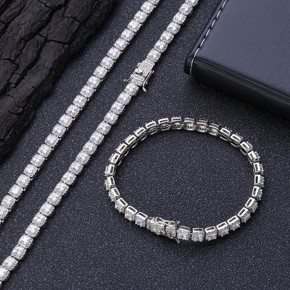 5mm Iced Out Sugar Link Zircon Necklace & Bracelet Hip Hop Jewelry | Caratix - CaratixJewelry
