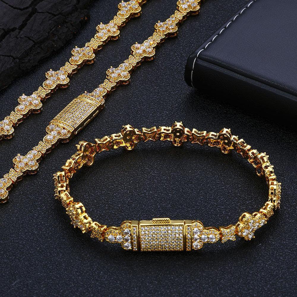 Cross Star Chain Zircon Bracelet Luxury Hip Hop Jewelry for Men & Women | Caratix Jewelry - CaratixJewelry
