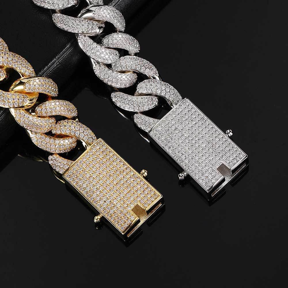 18mm Triple Row Iced-Out Cuban Link Bracelet with Full Zircon Stones - CaratixJewelry