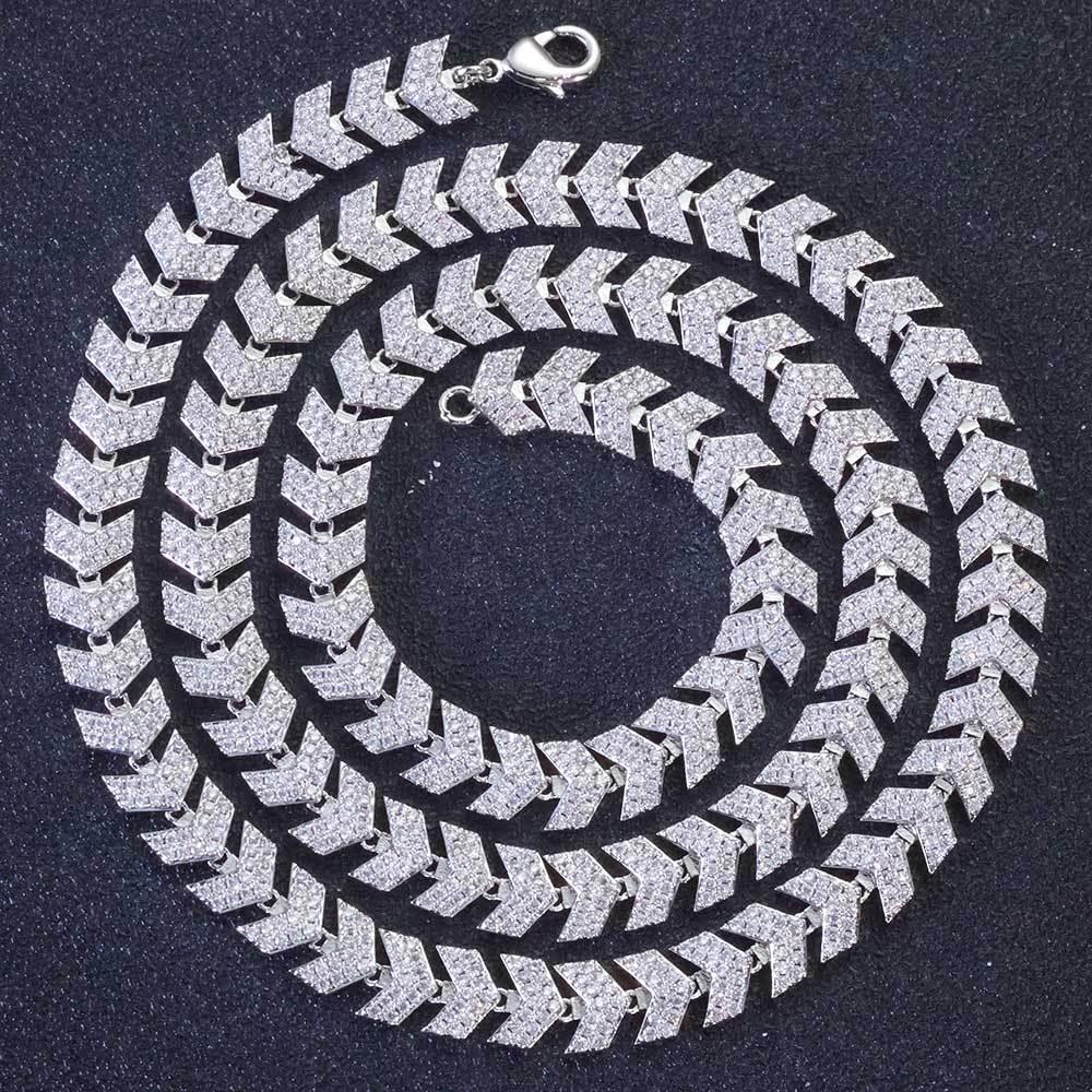 Custom Iced Out Fishbone Link Necklace | Minimalist Hip Hop Jewelry for Men | Caratix - CaratixJewelry