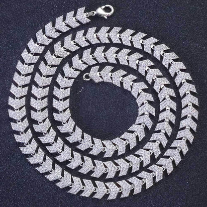 Custom Iced Out Fishbone Link Necklace | Minimalist Hip Hop Jewelry for Men | Caratix - CaratixJewelry