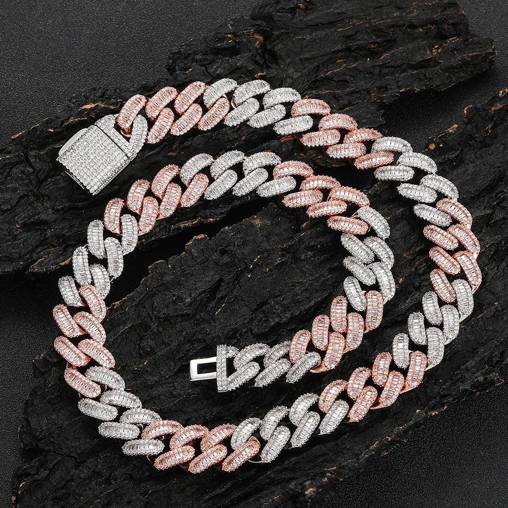 15mm Iced Out Cuban Chain Necklace T-Cut Zircon - CaratixJewelry