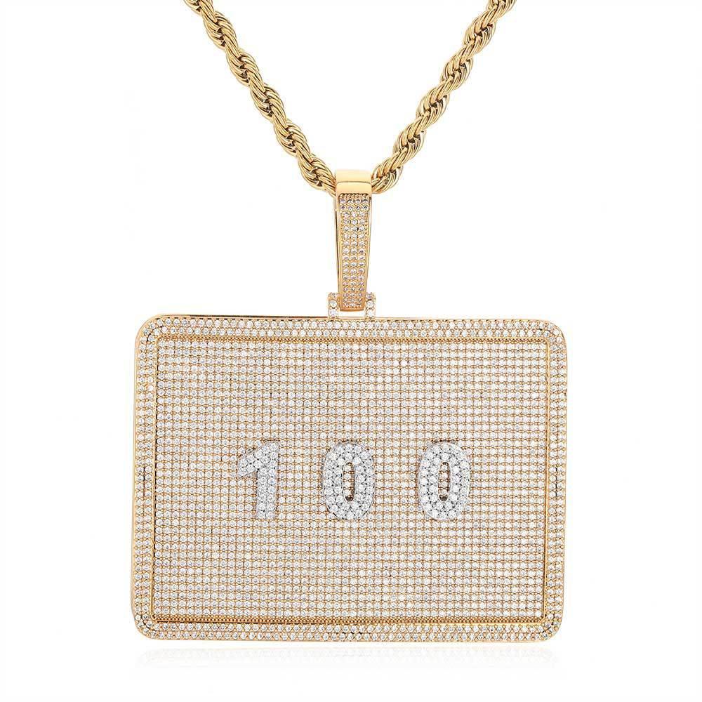 Custom Rectangular Letter Pendant Necklace with Zircon Stones for Men | Caratix Jewelry - CaratixJewelry