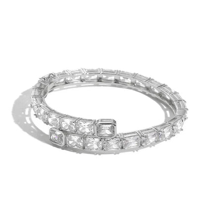 Single Row Rectangular Zircon Stone Bracelet for Men | 18K Gold Plated Hip Hop Jewelry | Caratix Jewelry - CaratixJewelry