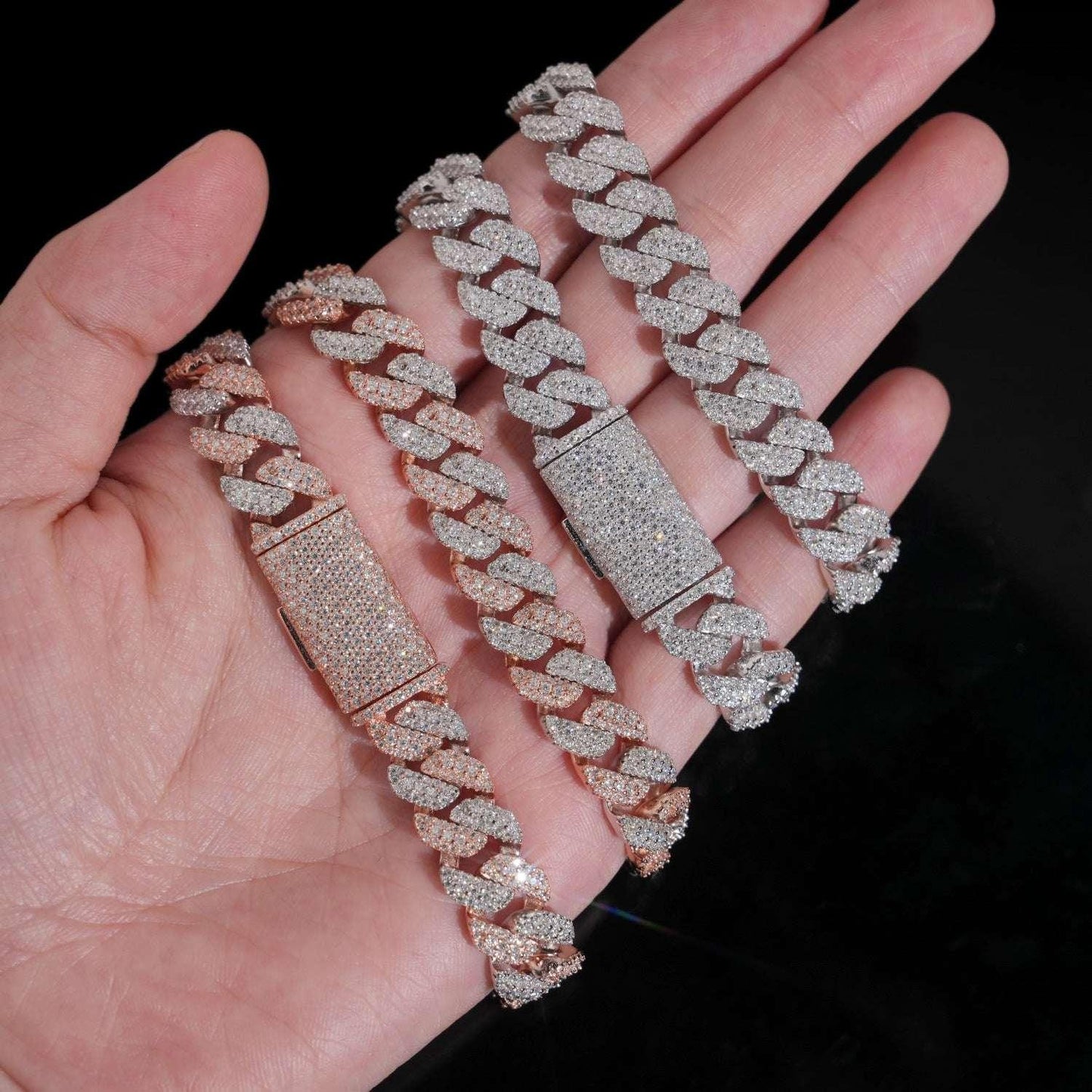 10mm Moissanite Crescent Cuban Link Necklace | S925 Silver Men’s Hip Hop Chain - CaratixJewelry