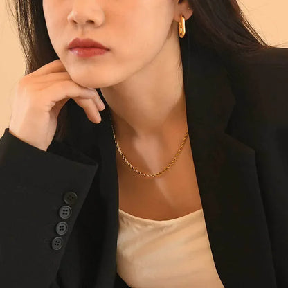 Rope Chain Necklace Titanium Gold Tone Hip Hop Jewelry | Caratix - CaratixJewelry