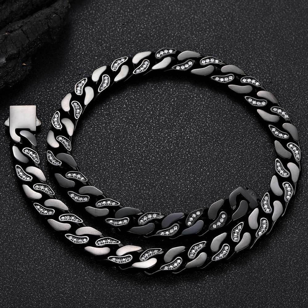 12mm Stainless Steel Iced Out Cuban Chain Zircon Necklace for Men | Caratix Jewelry - CaratixJewelry