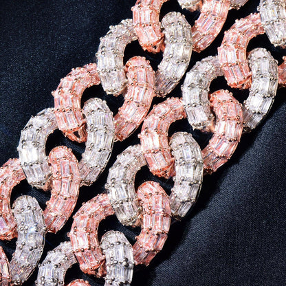 21mm Iced Out Step Cut Cuban Chain Necklace with Copper & Zircon - CaratixJewelry