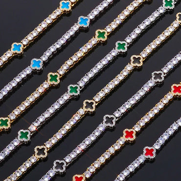 Iced Out Tennis Necklace Zircon Floral Charm Hip Hop Jewelry for Women | Caratix Jewelry - CaratixJewelry