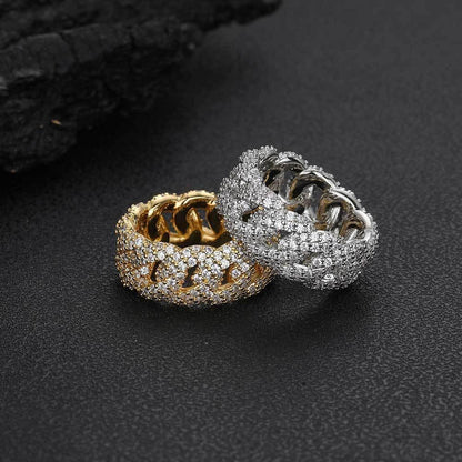 10mm Bubble Cuban Ring with Full Zircon for Men | Trendy Hip Hop Jewelry | Caratix Jewelry - CaratixJewelry
