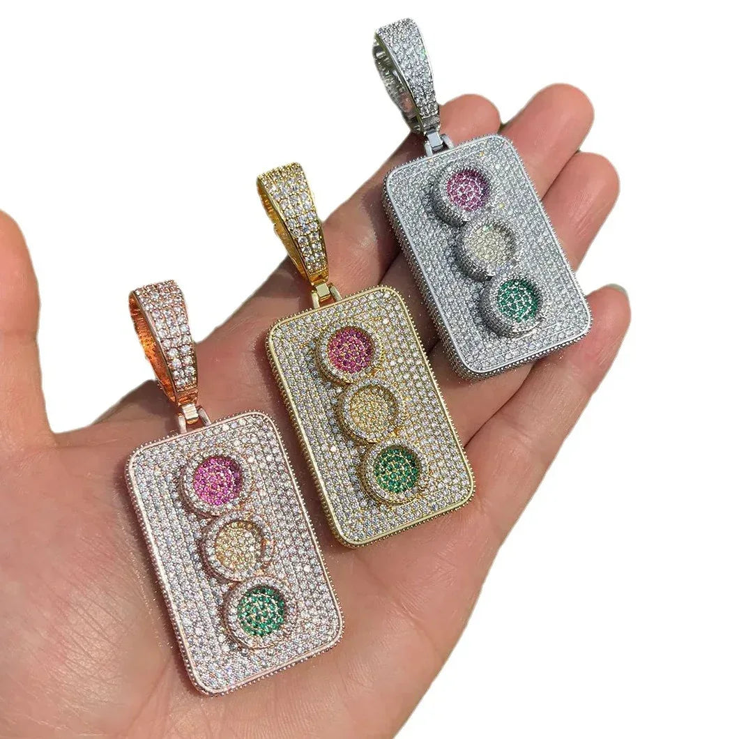 Men's "Always On Go" Necklace | Multi-Color CZ Street Light Jewelry Caratix - CaratixJewelry