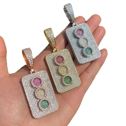 Men's "Always On Go" Necklace | Multi-Color CZ Street Light Jewelry Caratix - CaratixJewelry