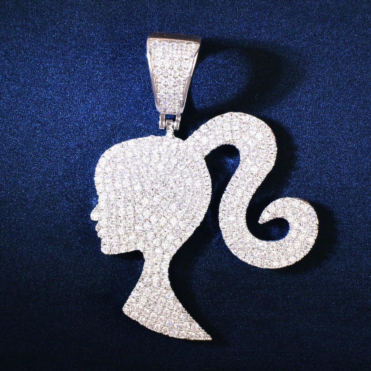 Barbie Pendant Necklace | CZ Iced Out Hip Hop Trendy Unisex Jewelry - CaratixJewelry