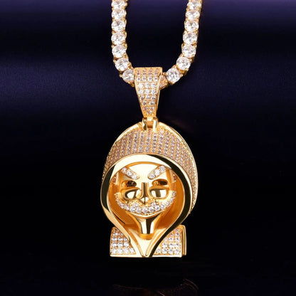 Men's Real 18K Gold Plated Gear Head Necklace | Solid Metal Gothic Jewelry Caratix - CaratixJewelry