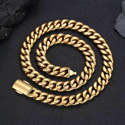 12mm Rounded Cuban Chain Stainless Steel Rapper Necklace for Men | Caratix Jewelry - CaratixJewelry