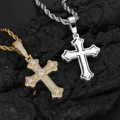 Custom Full Cross Pendant Necklace with Micro-Pave Zircon Stones for Men | Caratix Jewelry - CaratixJewelry