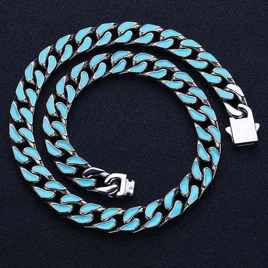 Custom 12mm Color Drip Cuban Chain Necklace Stainless Steel Hip Hop Jewelry | Caratix Jewelry - CaratixJewelry