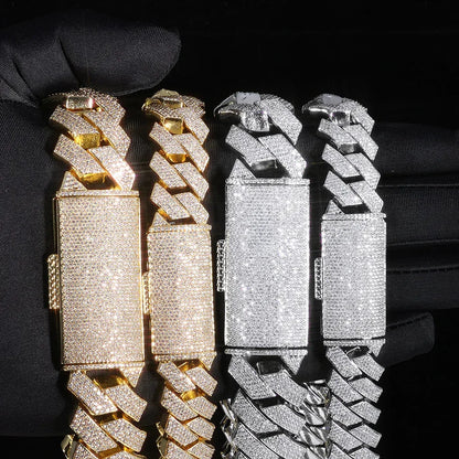 Rapper Iced Out Chain Four Row Cuban Zircon - CaratixJewelry