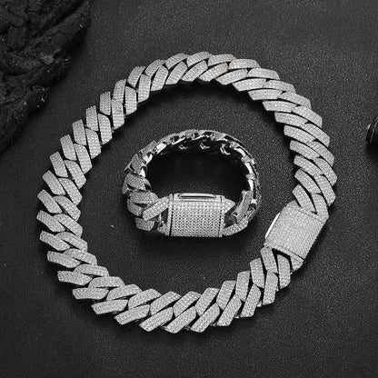 25mm Triple Row Iced-Out Cuban Link Bracelet - CaratixJewelry
