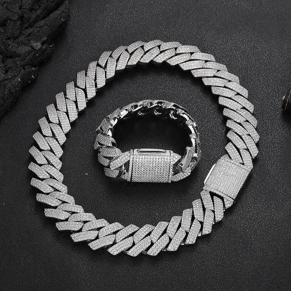 25mm 3-Row Full Zircon Iced Out Cuban Chain Necklace - CaratixJewelry