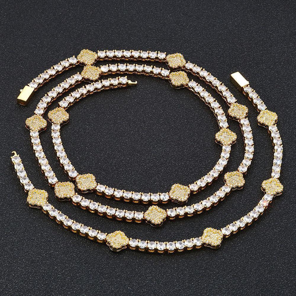 Zircon Tennis Chain Necklace with Spring Clasp Four-Prong Setting for Men | Caratix Jewelry - CaratixJewelry