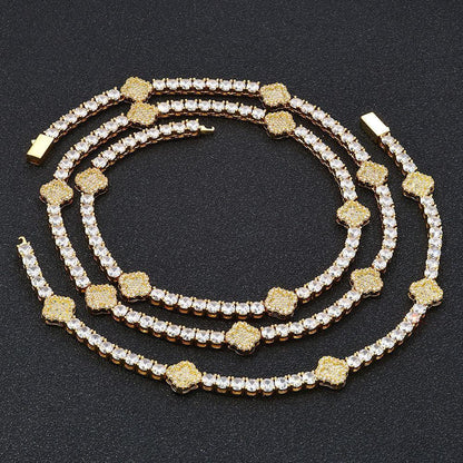 Zircon Tennis Chain Necklace with Spring Clasp Four-Prong Setting for Men | Caratix Jewelry - CaratixJewelry